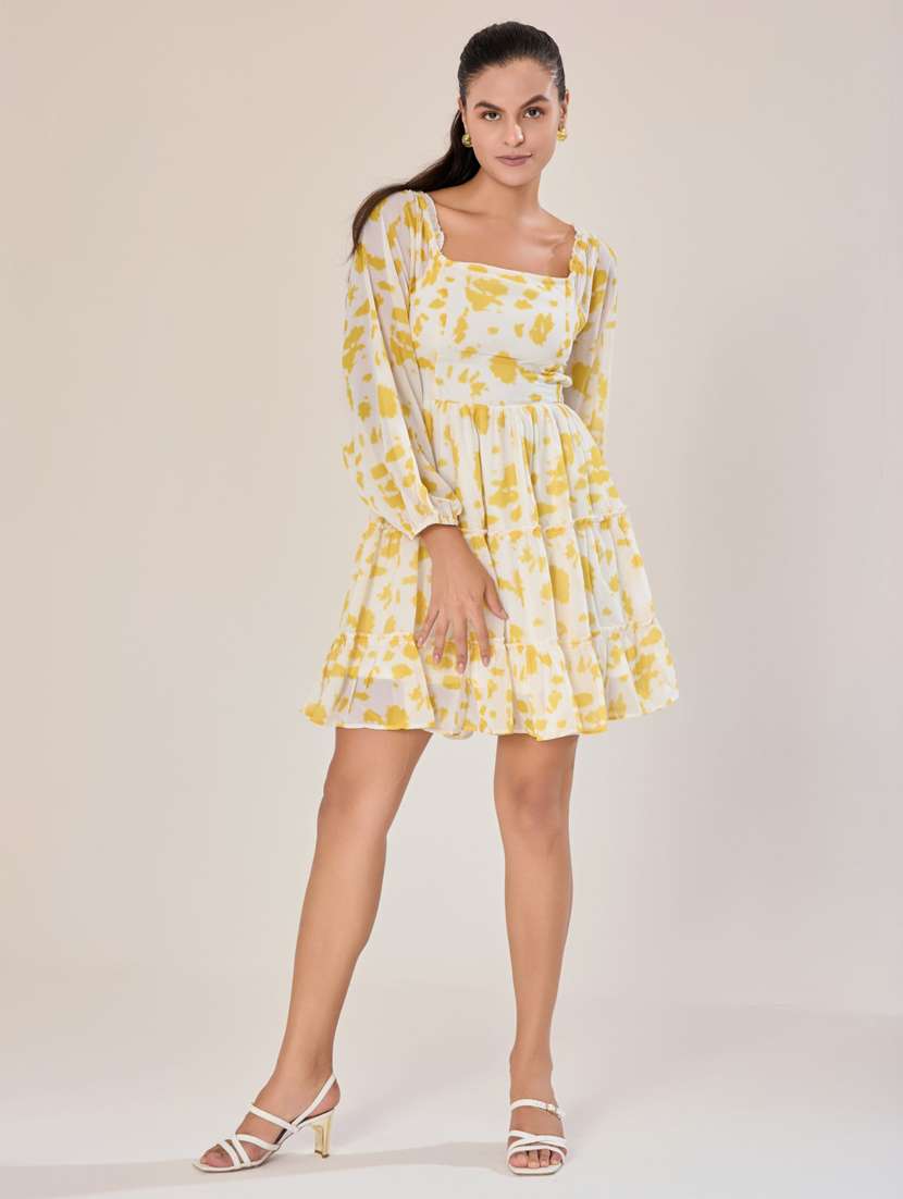 women white georgette fit & flare dress