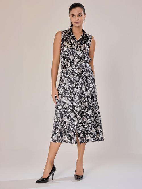 women black satin a-line dress - 21520251 - Standard Image - 0