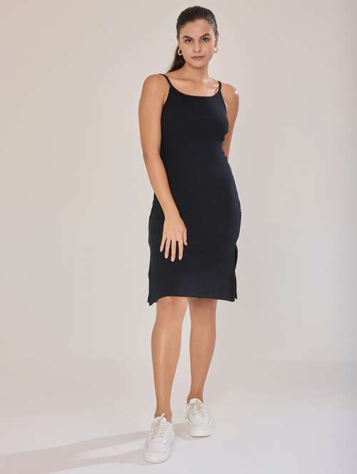 women black cotton blend bodycon dress - 21520257 -  Standard Image - 0