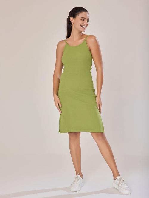 women green cotton blend bodycon dress - 21520259 -  Standard Image - 0