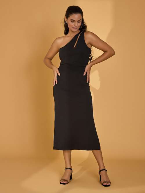 women black cotton blend sheath dress - 21520272 - Standard Image - 0