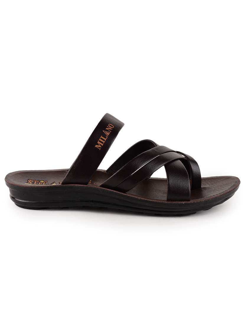 men brown slip on sandal - 21520328 -  Standard Image - 2