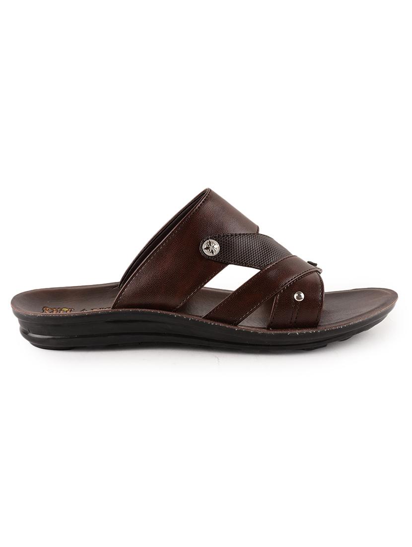 men brown slip on sandal - 21520334 - Standard Image - 2