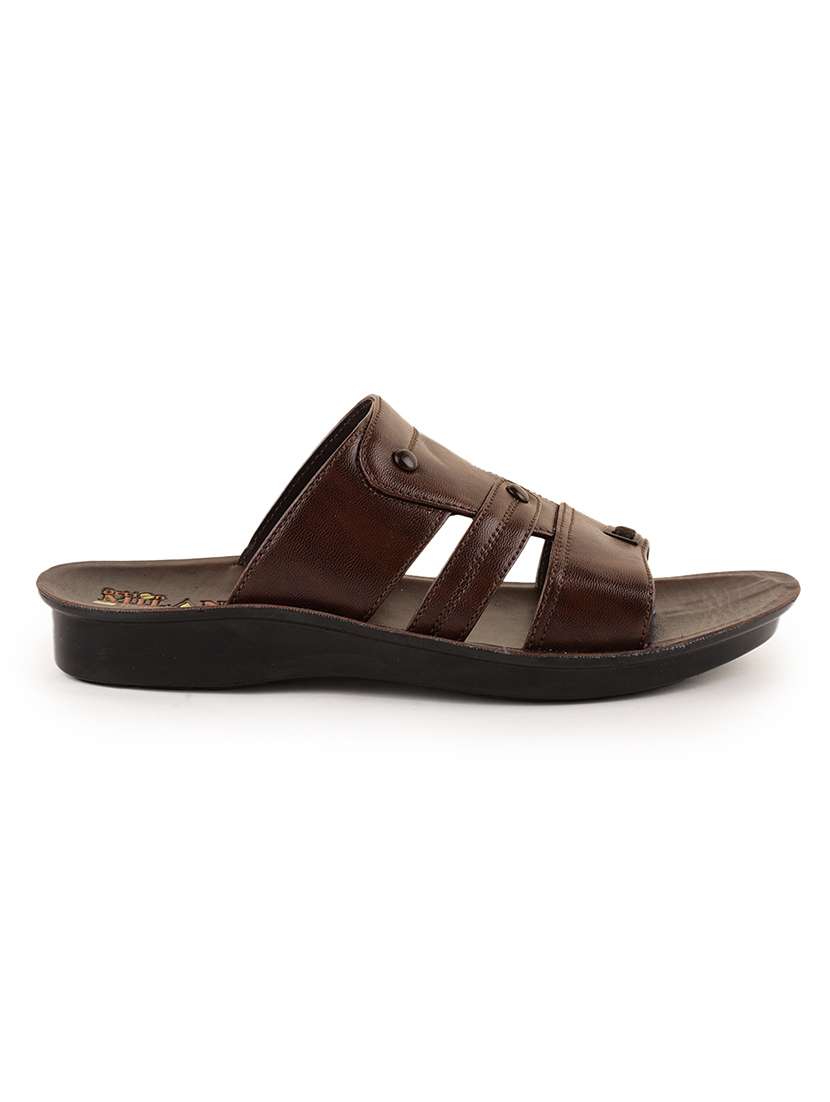 men brown slip on flip flop - 21520336 -  Standard Image - 2