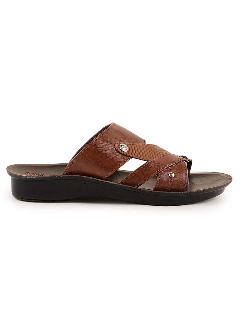 men tan slip on sandals - 21520343 -  Standard Image - 2