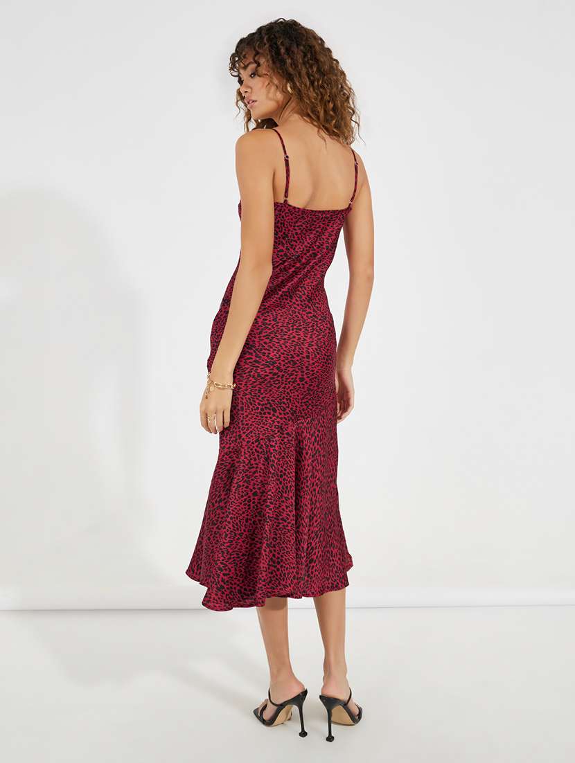 women red animal printed asymmetric dress - 21520377 - Standard Image - 2