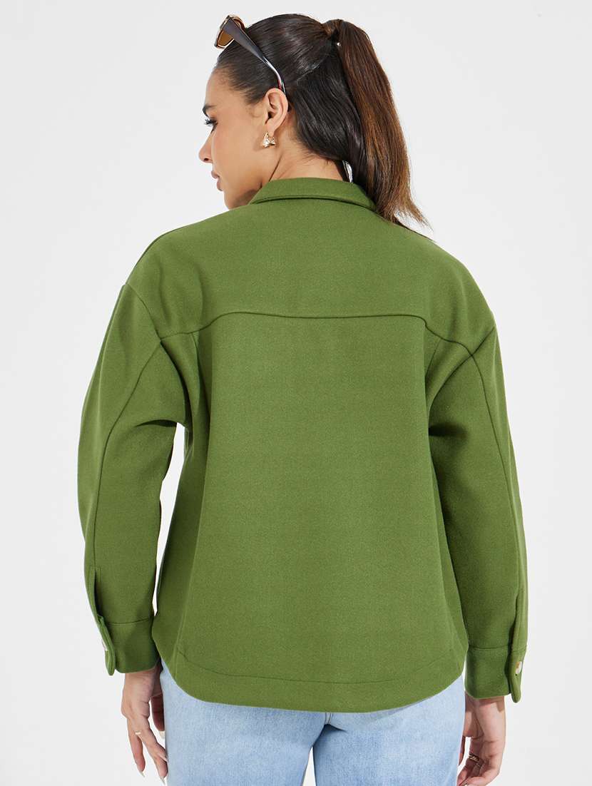 women long sleeve solid regular shacket - 21520384 -  Standard Image - 2