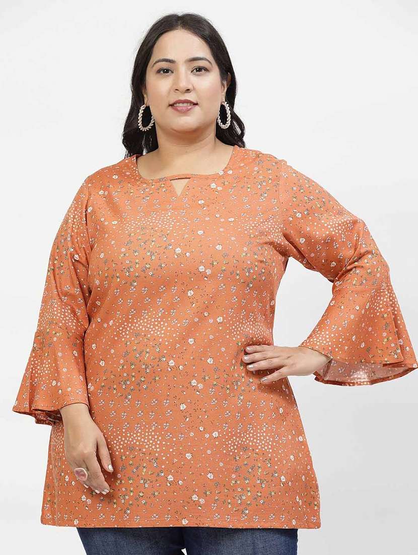 women orange polyester regular top