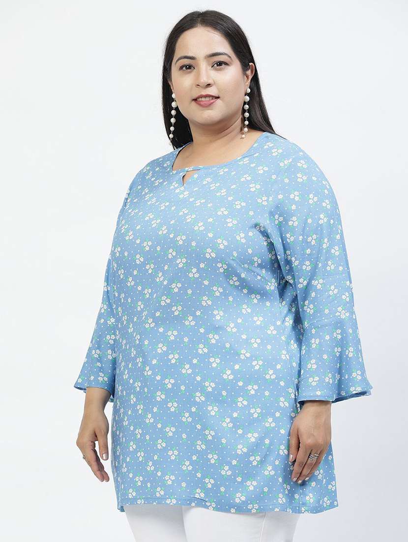 women floral printed bell sleeves plus size top - 21520497 -  Standard Image - 2
