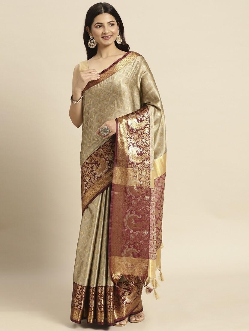 women self design dharmavaram zari bordered saree - 21520560 - Zoom Image - 0