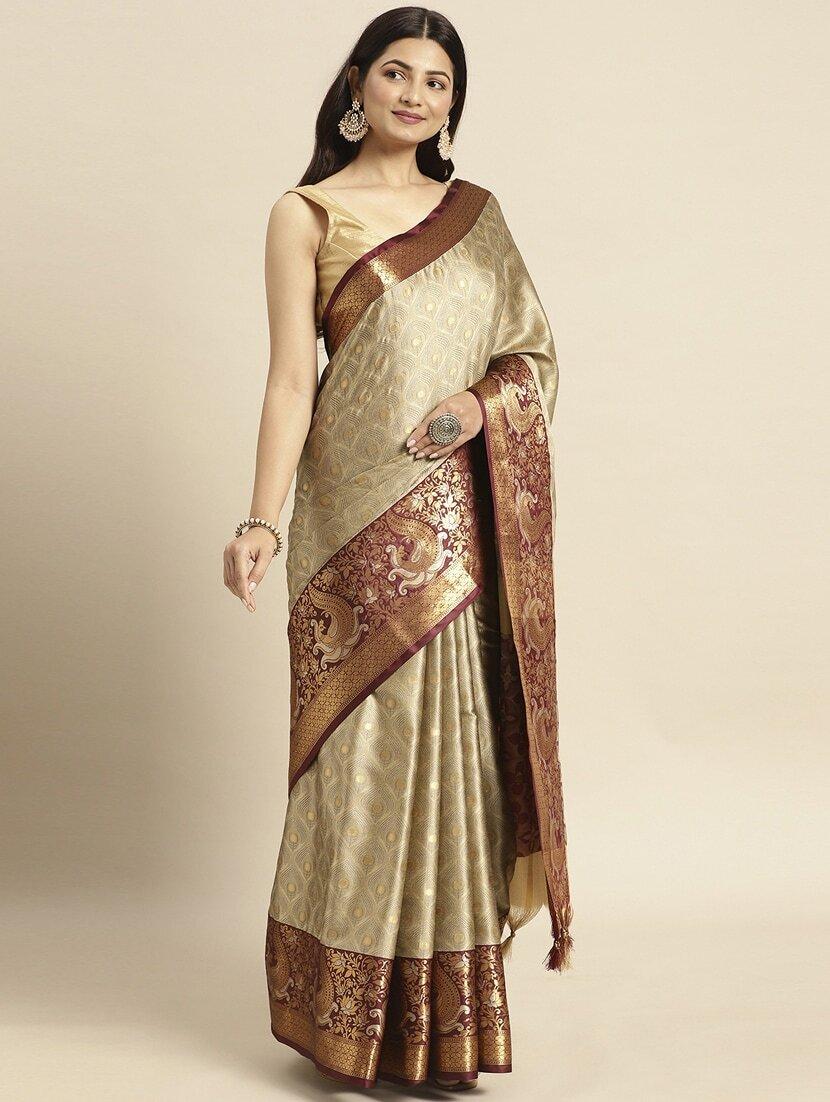 women self design dharmavaram zari bordered saree - 21520560 - Standard Image - 2