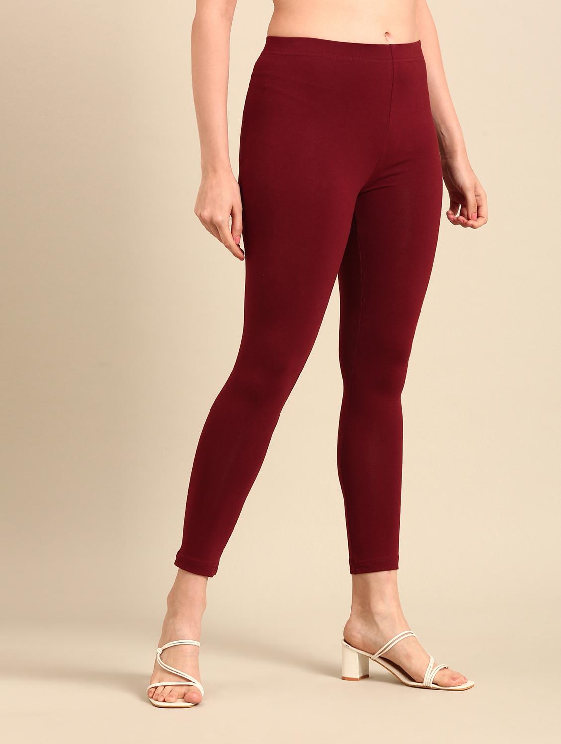 women maroon cotton leggings - 21520666 - Standard Image - 2