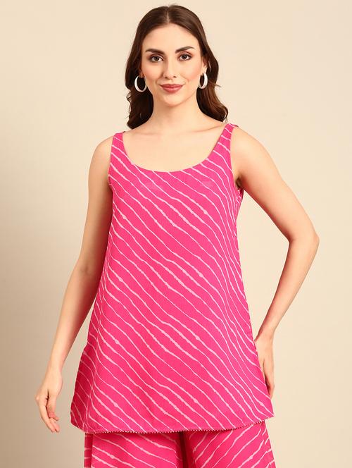 women leheriya printed sleeveless straight kurti - 21520711 -  Standard Image - 0