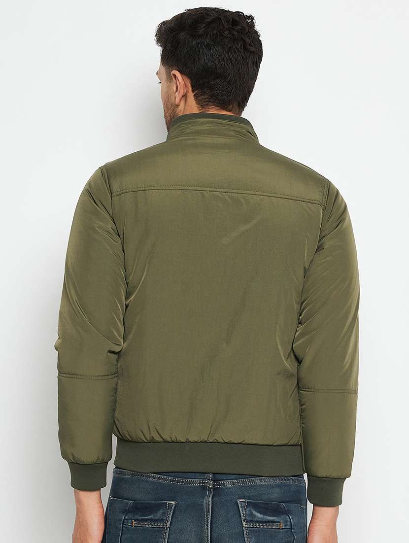 men olive polyester bomber jacket - 21520964 -  Standard Image - 2