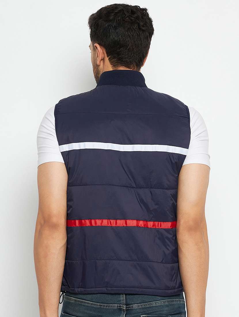 men solids sleeveless bomber jacket - 21520970 -  Standard Image - 2