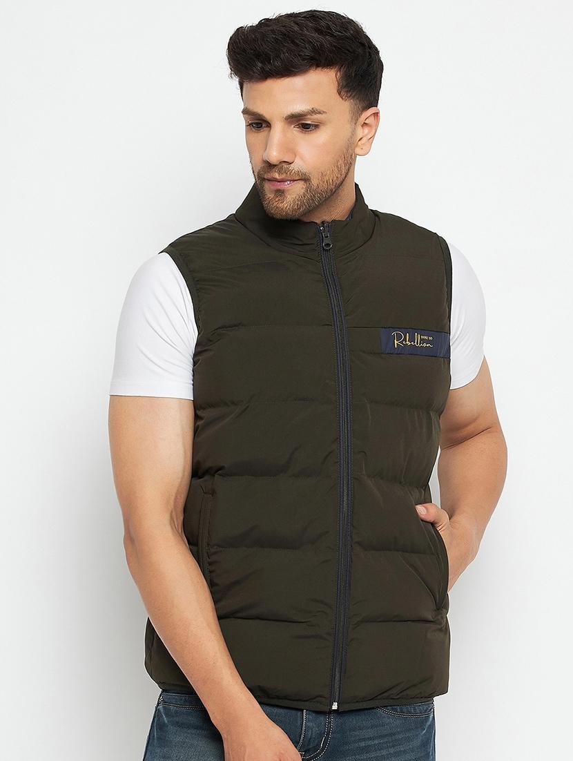 men green solid quilted jacket - 21520973 - Zoom Image - 0