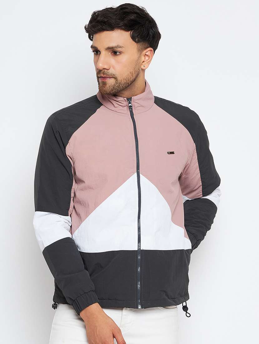 men multi colored nylon bomber jacket