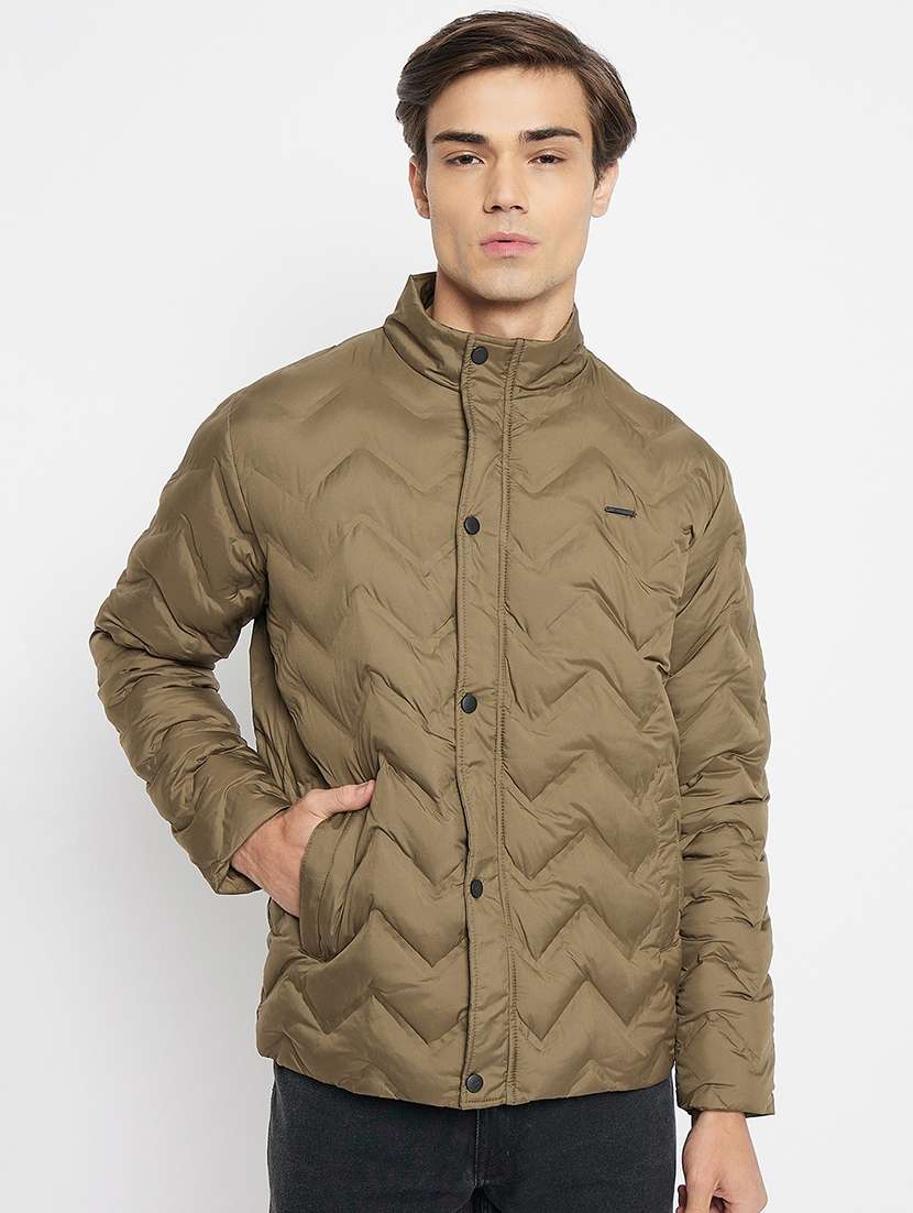 men long sleeves solid quilted jacket