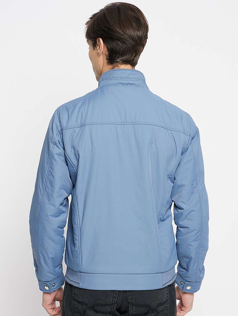men blue polyester bomber jacket - 21520995 -  Standard Image - 2