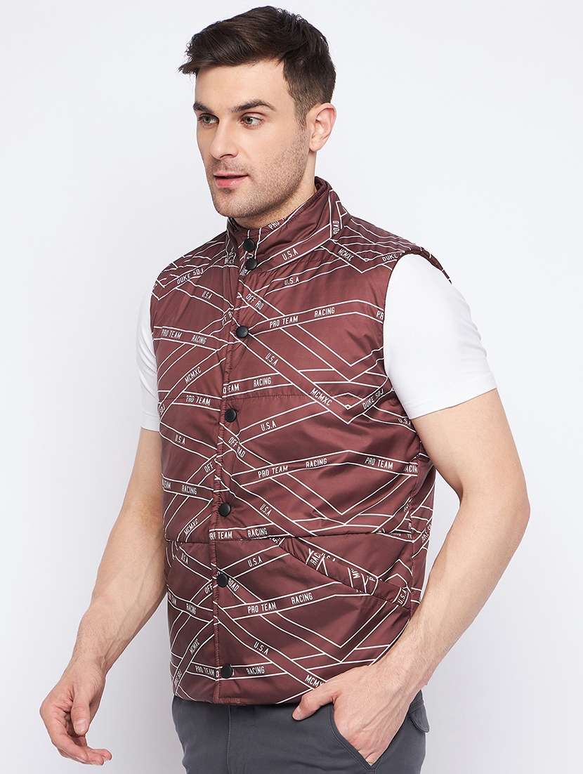 men sleeveless printed quilted jacket - 21521032 -  Standard Image - 2