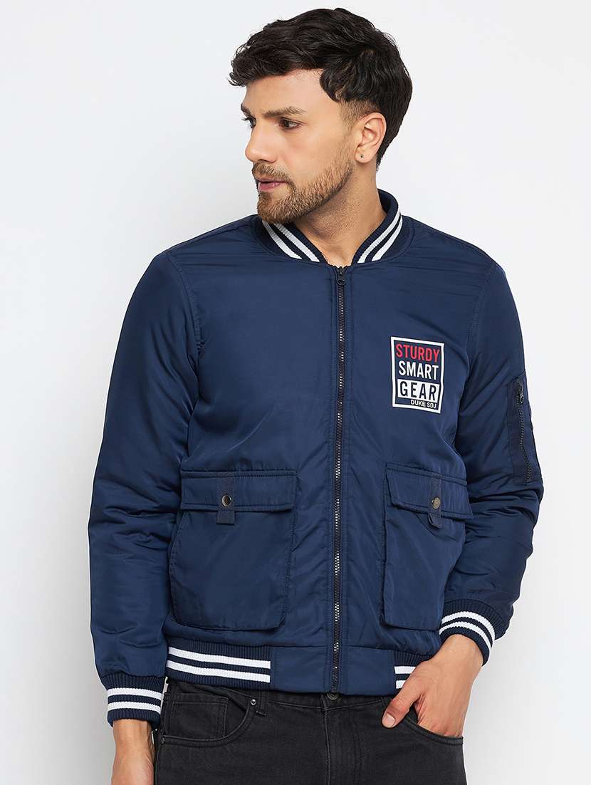 men long sleeve solid bomber jacket