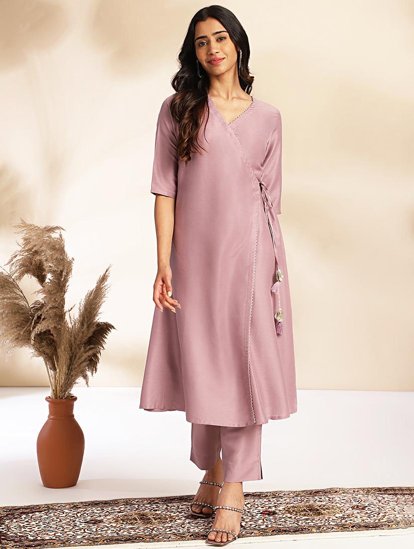 women lavender kurta pant set - 21521102 - Standard Image - 2