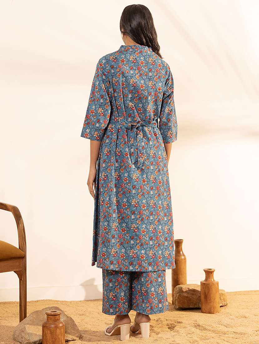 women blue kurta pant set - 21521115 - Standard Image - 2