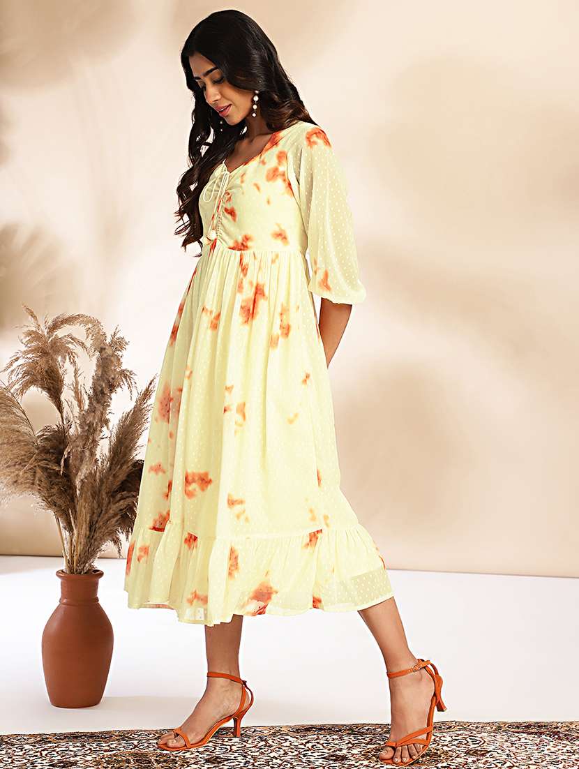 women printed sweetheart neck fit & flare dress - 21521125 -  Standard Image - 2