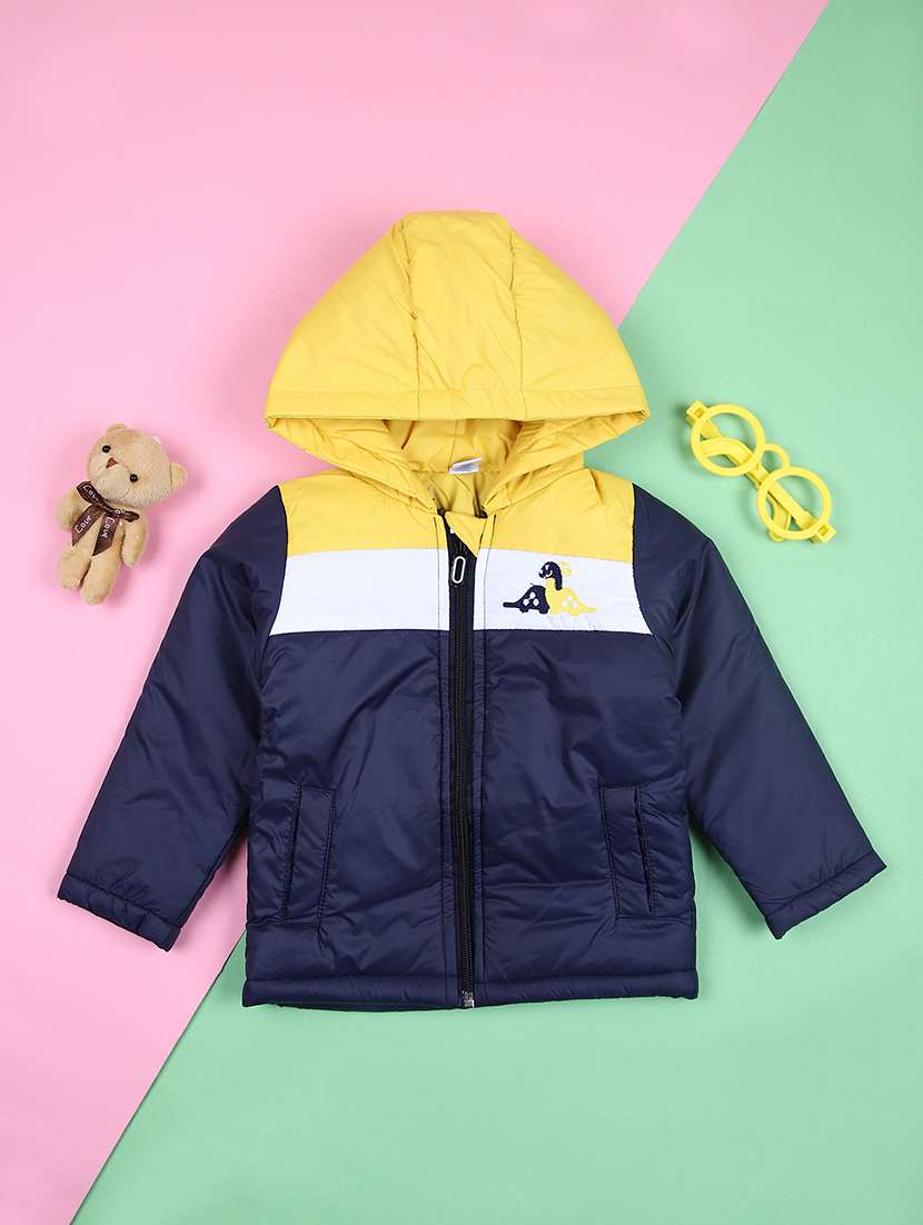 kids long sleeves color block quilted jacket
