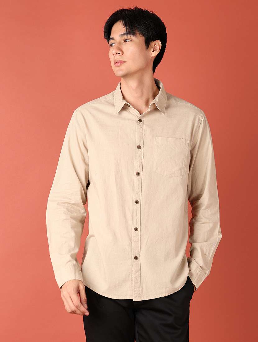men solid long sleeves casual shirt - 21521195 - Zoom Image - 0