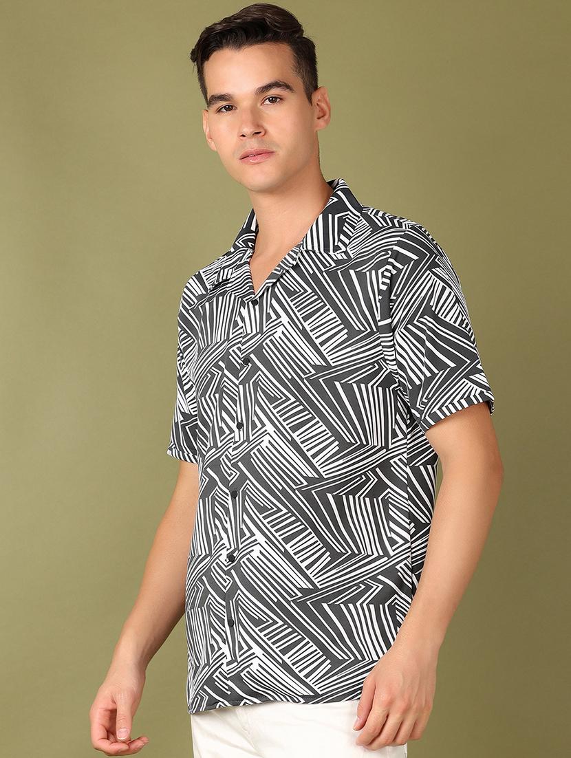 men printed short sleeve casual shirt - 21521345 - Standard Image - 2