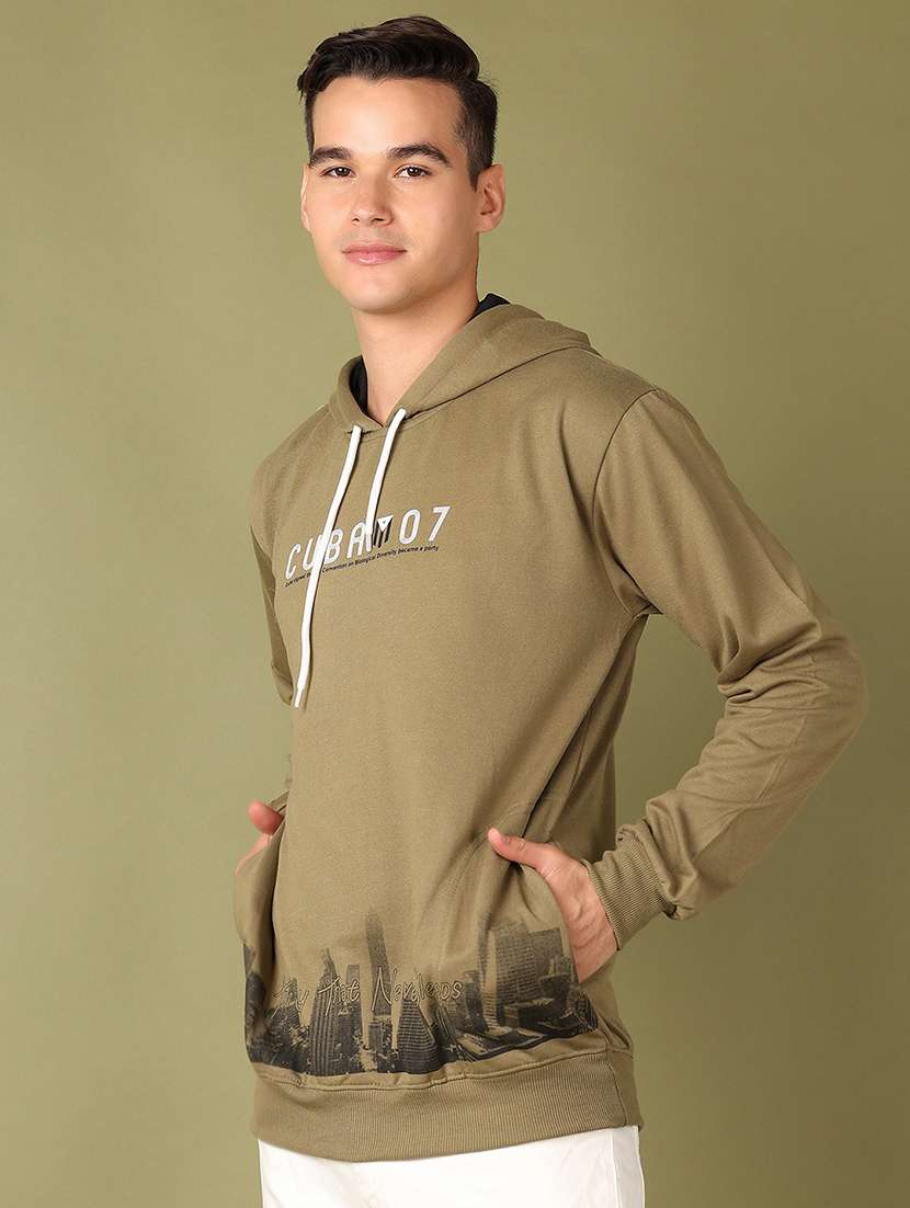 men chest print hooded neck sweatshirt - 21521355 -  Standard Image - 2