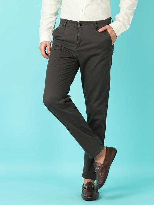 men solid regular fit chinos casual trouser - 21521384 - Standard Image - 0