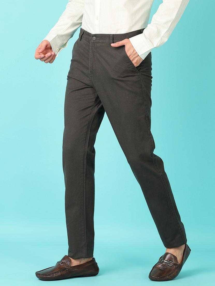 men solid regular fit chinos casual trouser - 21521384 - Standard Image - 2