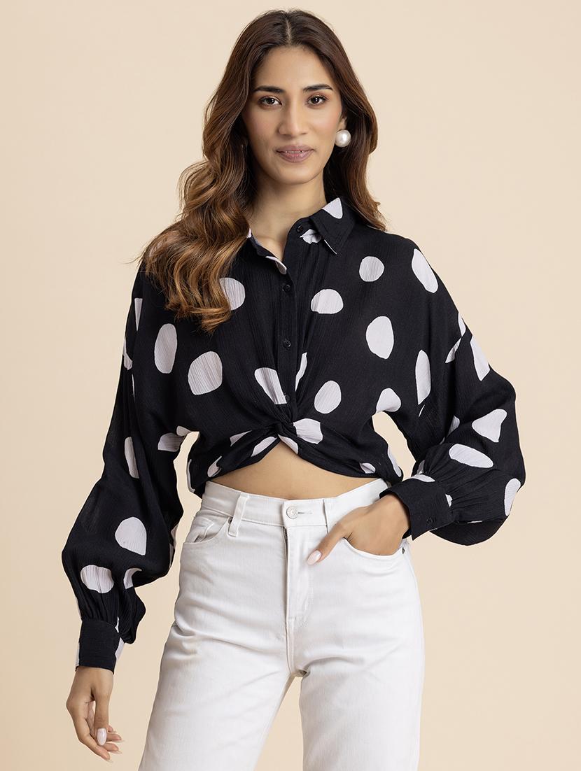 women polka dots printed shirt style top - 21521725 - Zoom Image - 0