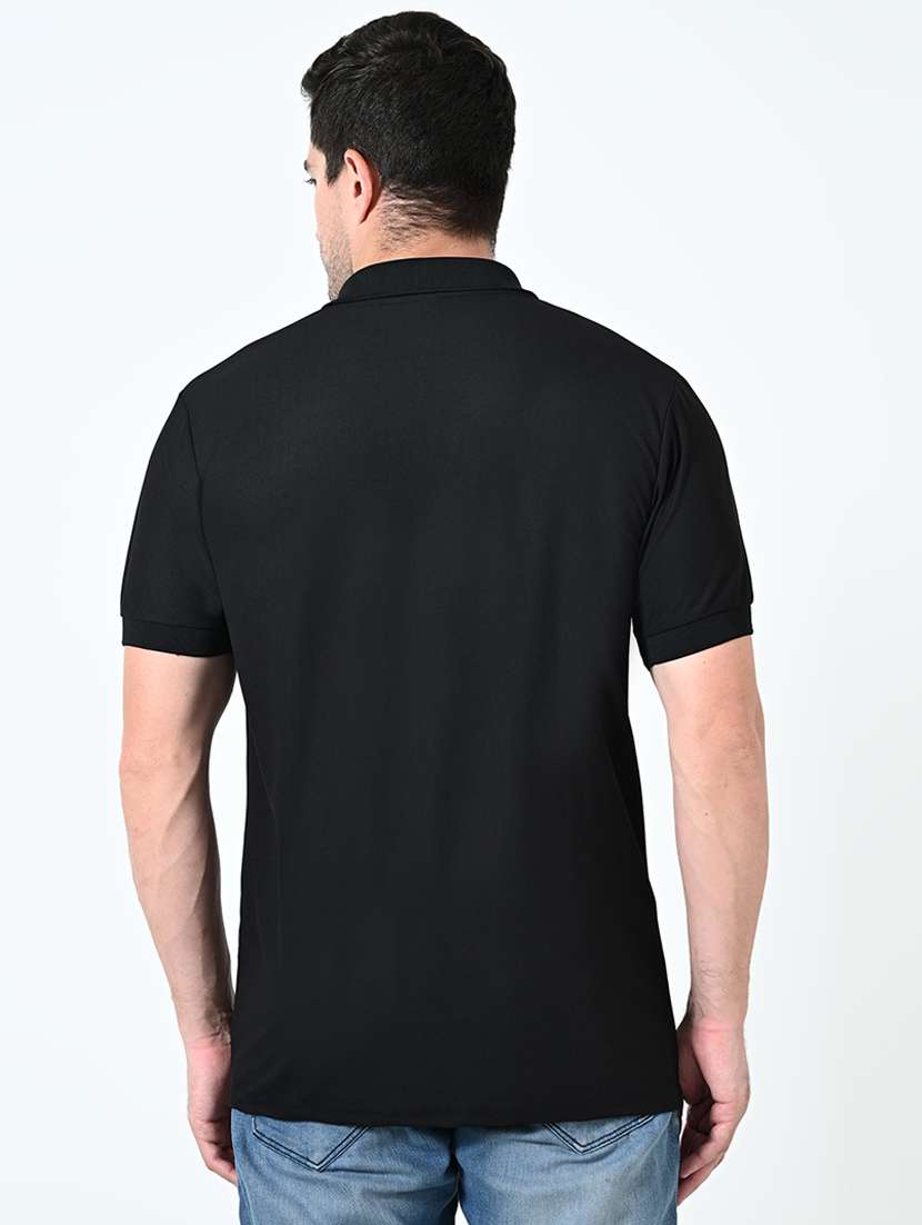 men black solids polo neck t-shirt - 21521868 - Standard Image - 2
