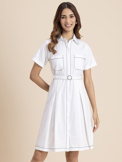 women solid collared shirt dress - 21521962 - Standard Image - 0