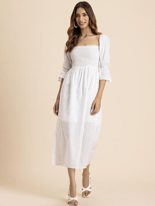 women solid square neck a-line dress - 21521965 - Standard Image - 0