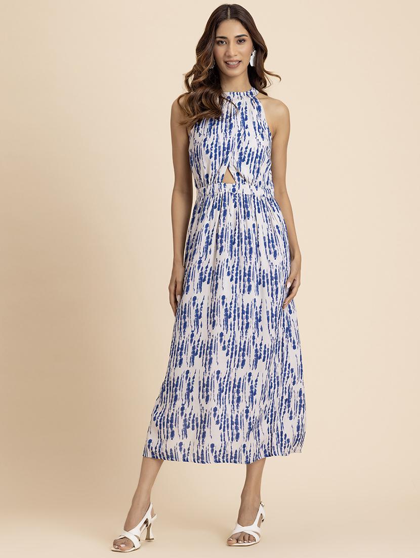 women tie & dye printed halter neck a-line dress - 21521985 - Zoom Image - 0