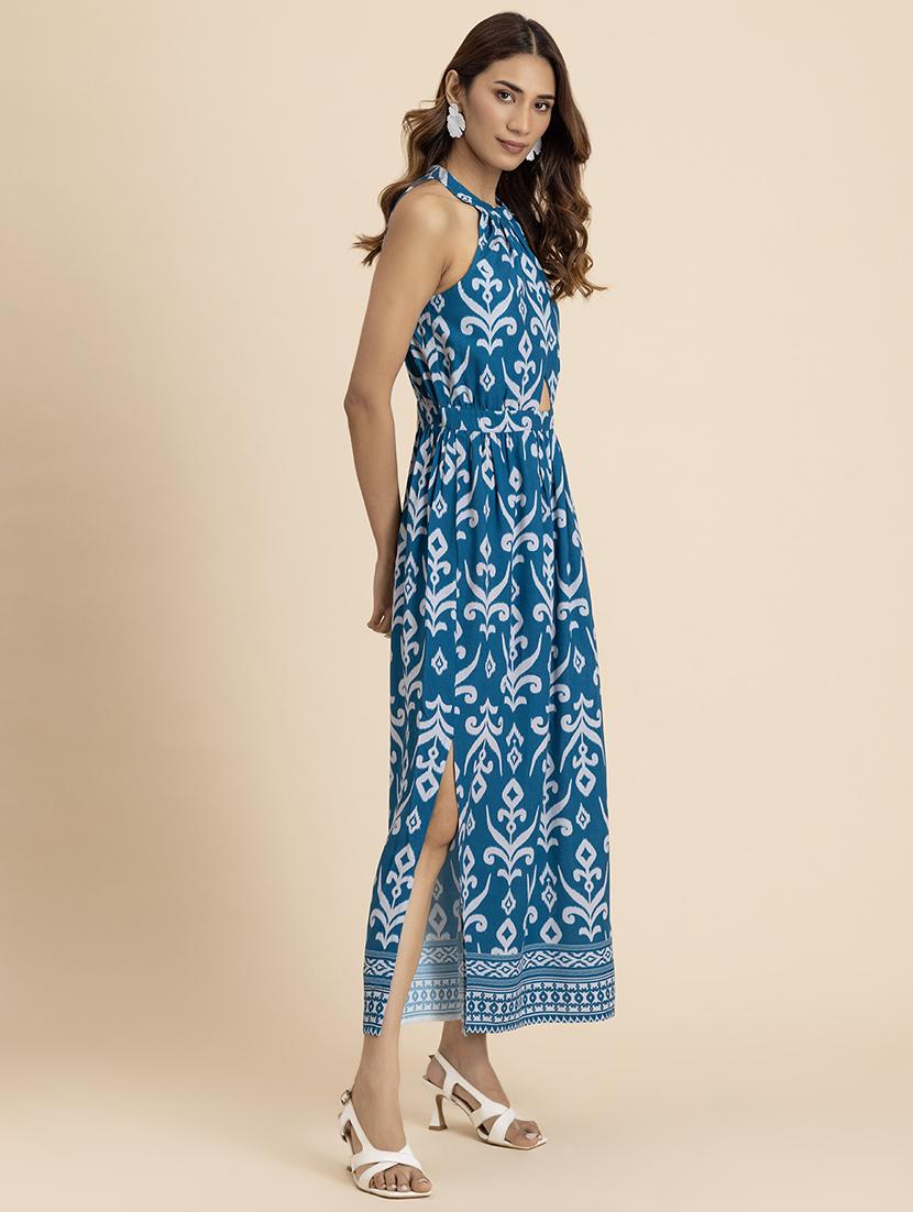 women printed halter neck a-line dress - 21521986 - Standard Image - 2