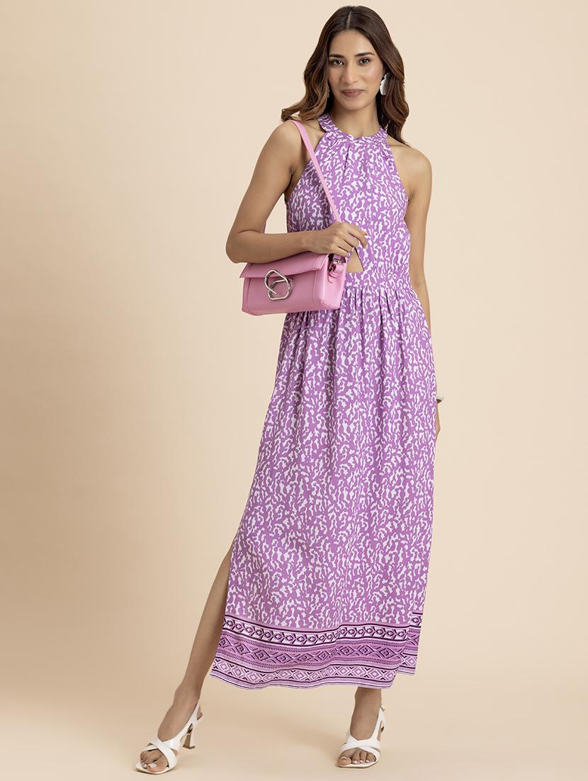 women printed halter neck a-line dress  - 21521987 -  Zoom Image - 0