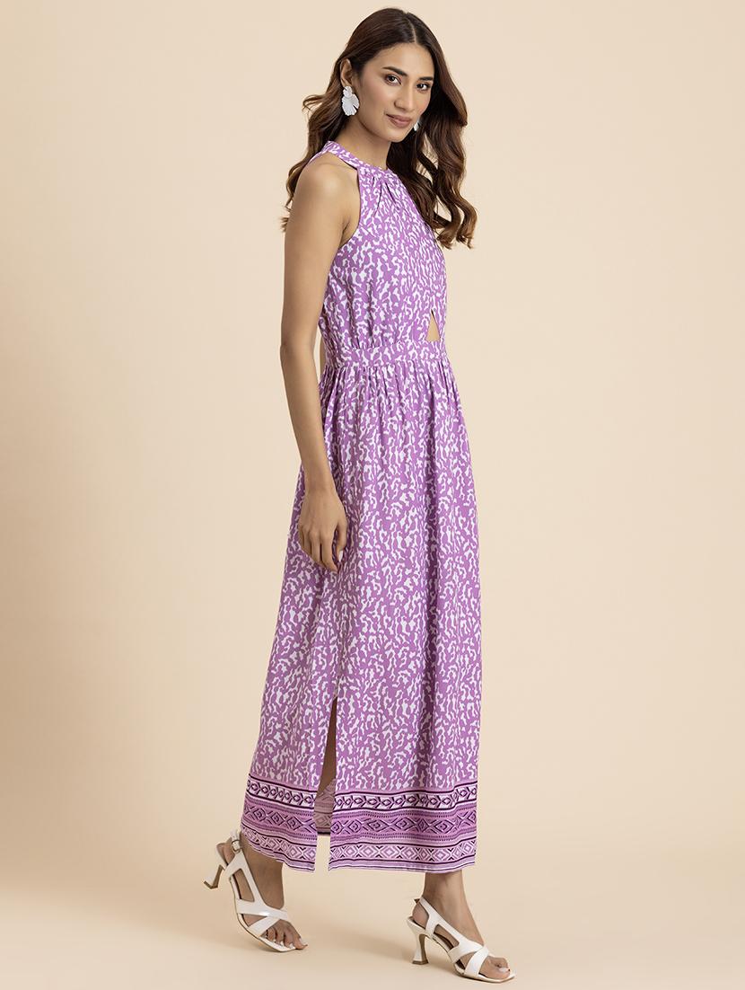 women printed halter neck a-line dress - 21521987 - Standard Image - 2