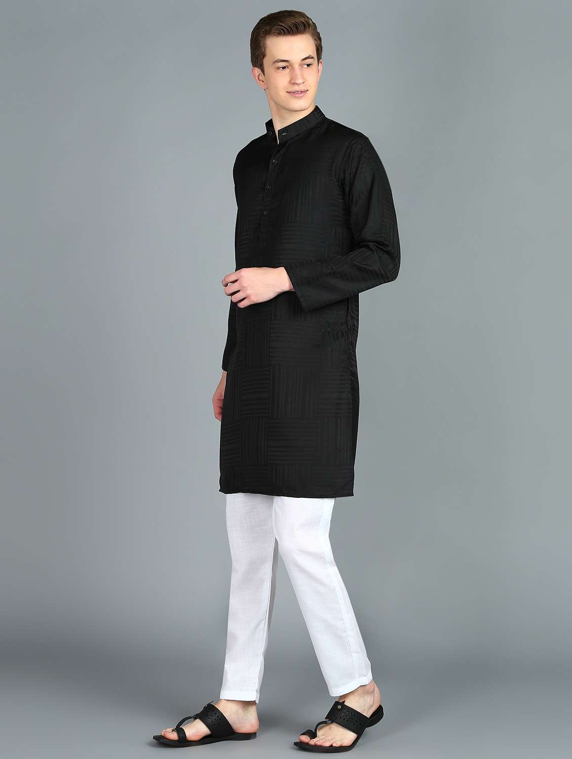 men self design kurta pyjama ethnic wear sets