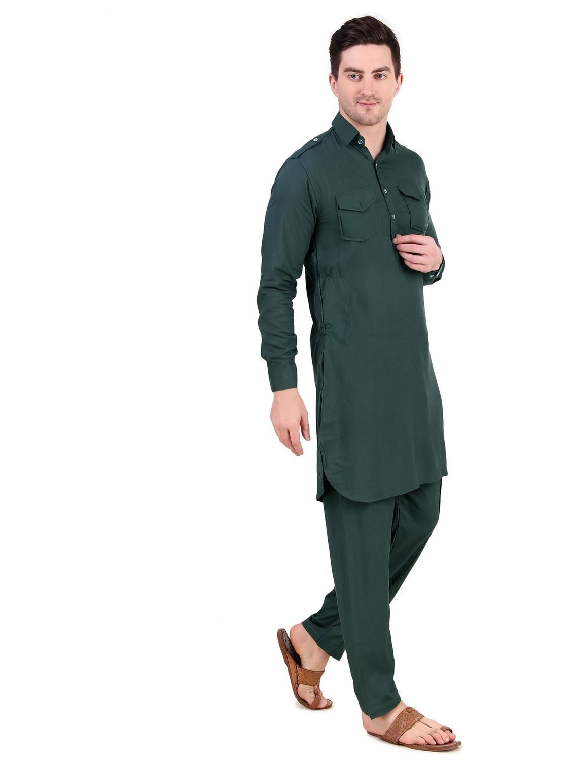 men solid kurta pyjama ethnic wear set - 21522017 - Standard Image - 2