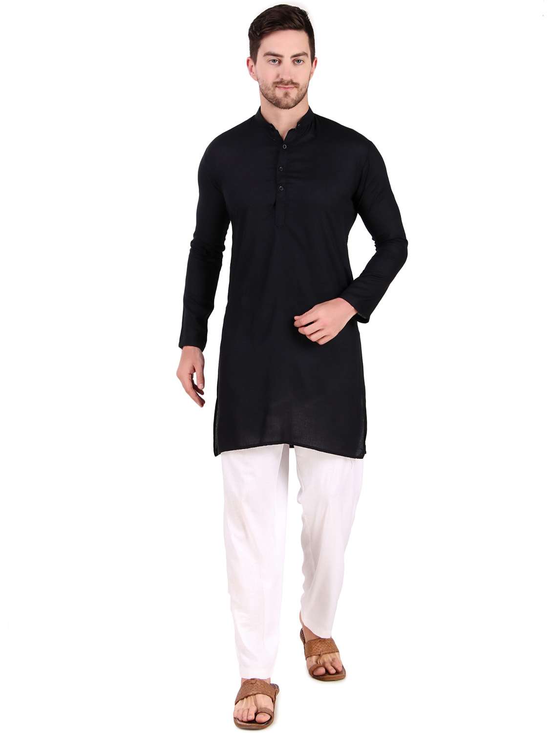 men solid kurta pyjama ethnic wear set