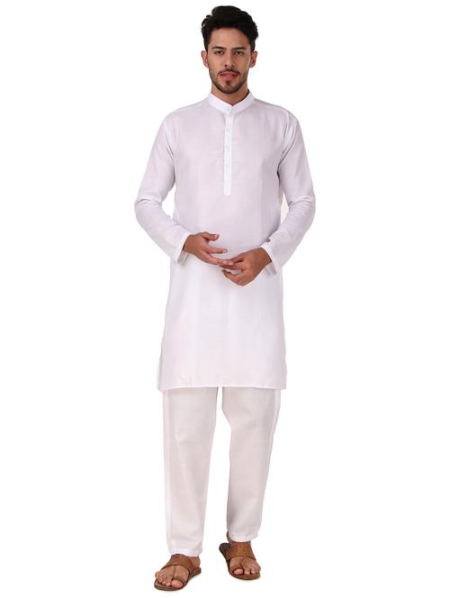 men long sleeve solid kurta pyjama set - 21522037 -  Standard Image - 0