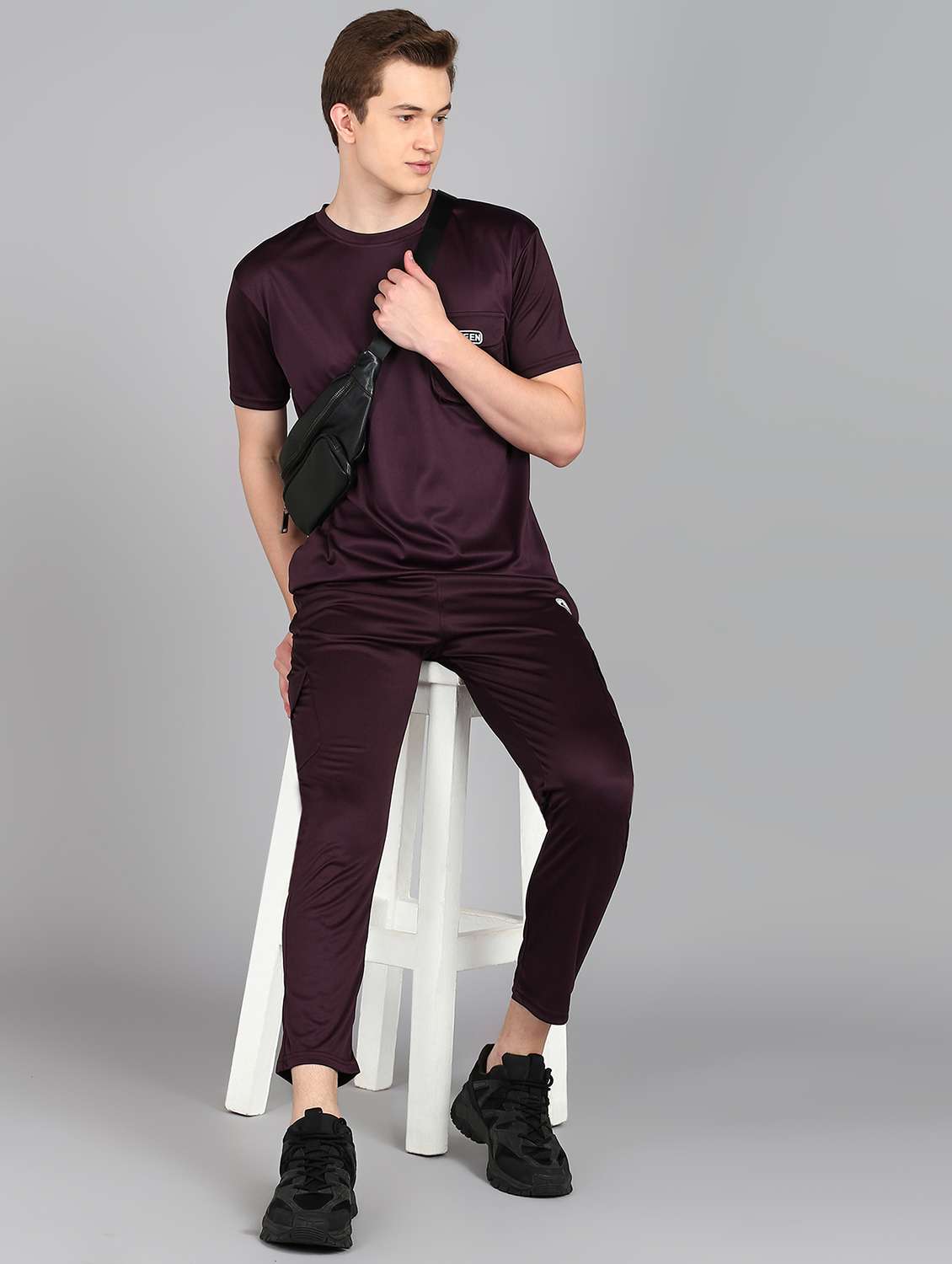 men solid full length track suit - 21522132 -  Standard Image - 2