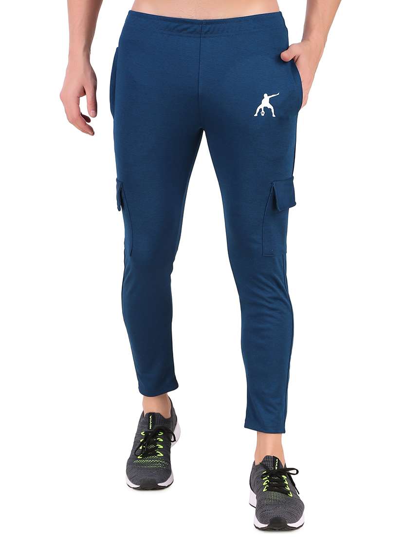 men solid ankle length track pant