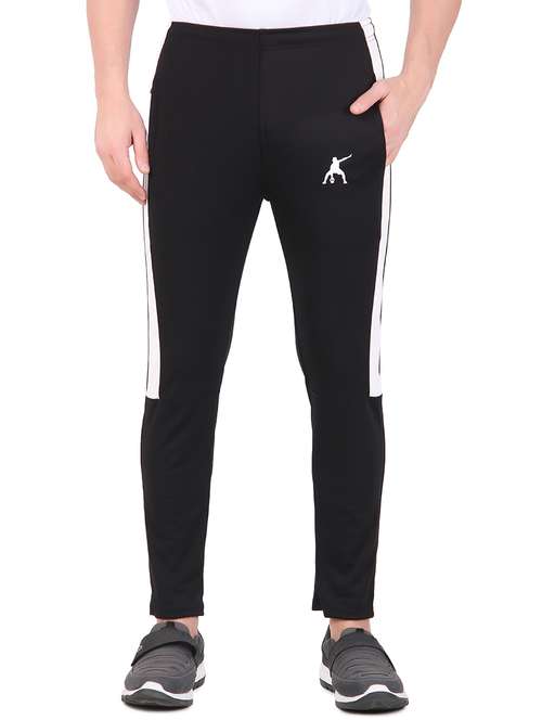 men black polyester full length track pant - 21522162 - Standard Image - 0