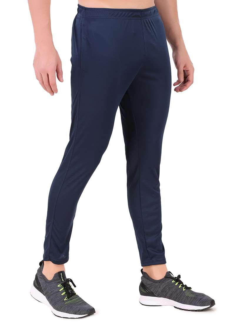 men navy blue polyester full length track pant - 21522170 -  Standard Image - 2